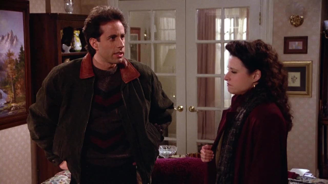Jerry: How would you describe the smell in this house? Elaine: (sniffing) Dandruff? Jerry: Yeah, that