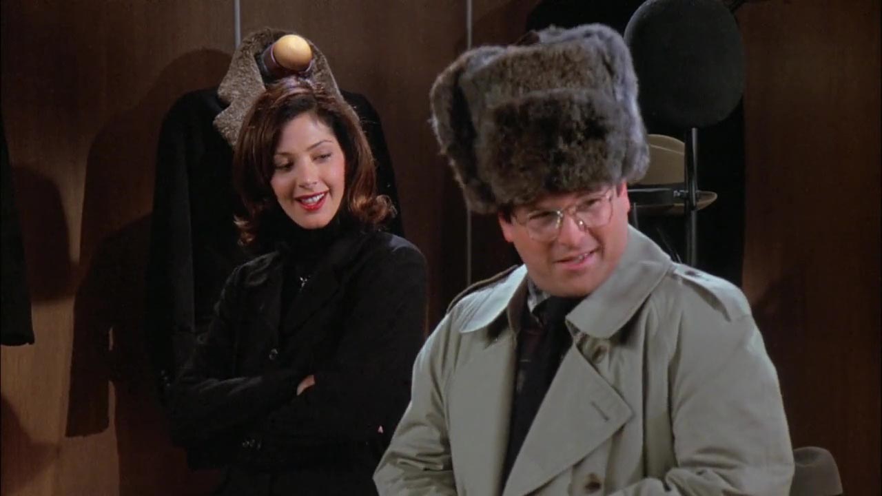George: Elaine, huh... Peterman account? Elaine: Why not... and some hair for my little friend here.