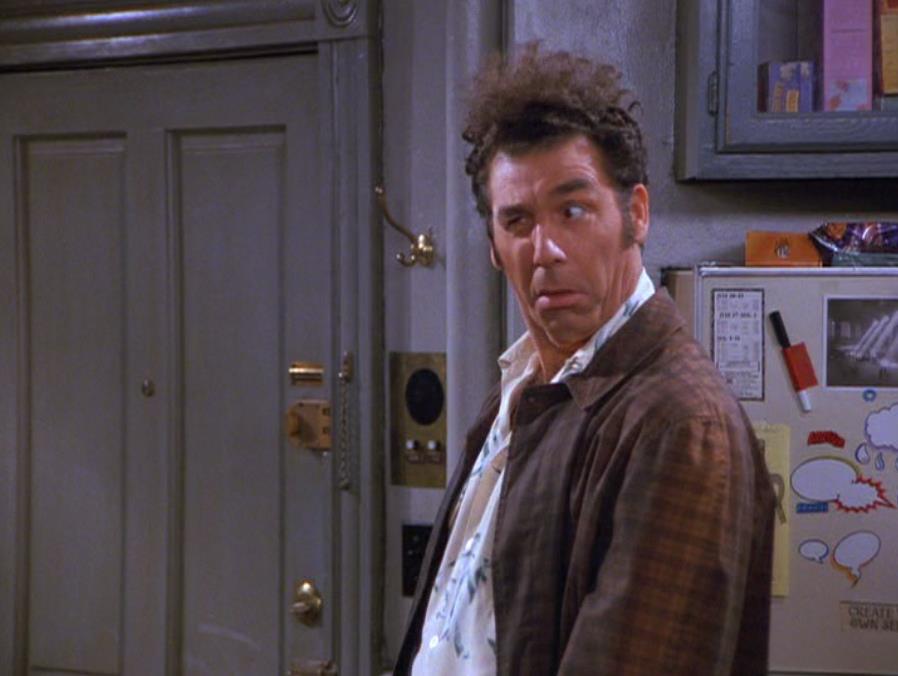 I see this guy over at the pizza boxes giving me the stink-eye. So I give him the crook-eye back, you know... 